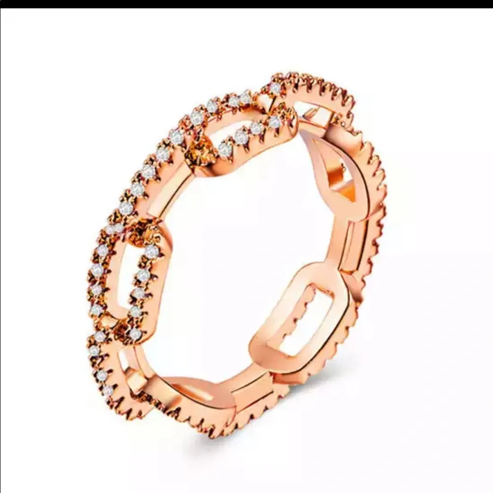 New Women’s Rose Gold Plated Diamond Eternity Ring - Picture 5 of 7